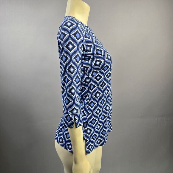 Katherine Way Blue and White Geometric Tunic R3 - Picture 2 of 4